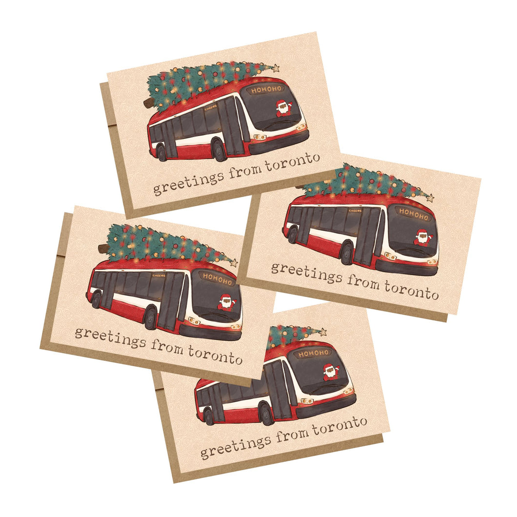 Santa on the TTC MINI Greeting Cards (Set of 4)